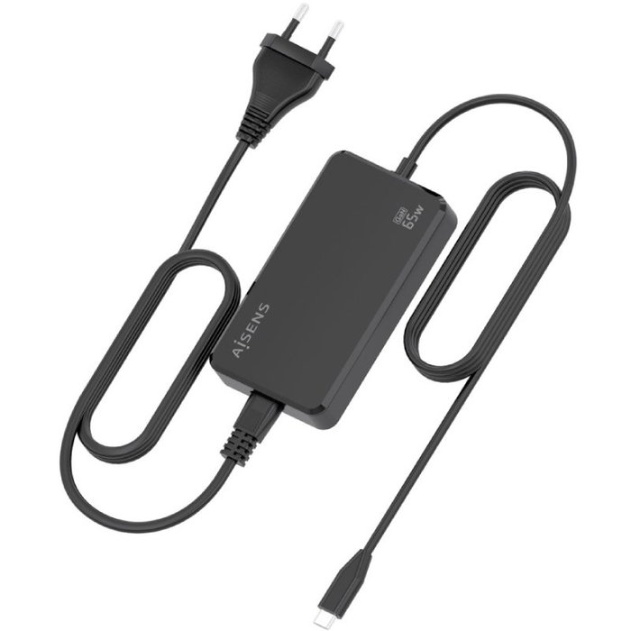 Aisens Cargador de sobremesa GaN 65W USB-C PD3.0 con cable de 1.8m, Negro Aisens Cargador de sobremesa GaN 65W USB-C PD3.0 con cable de 1.8m, Negro
